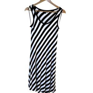 SPENSE Woman Black White Striped Tank Midi Dress Sleeveless Travel Y2K Sz S